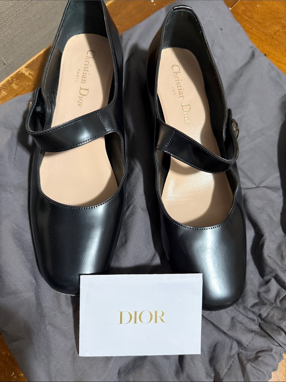 Dior Black Patent Leather Mary Jane Flats